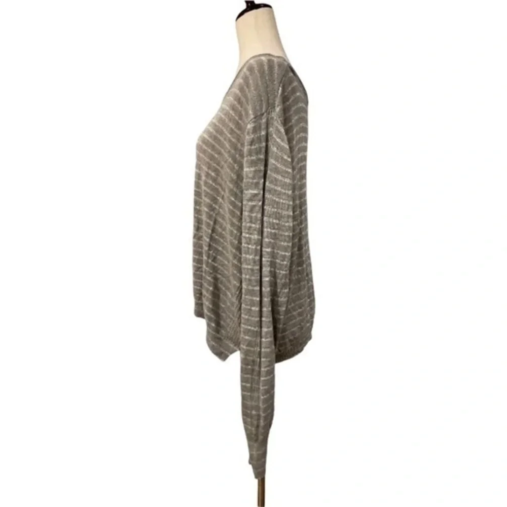 Lane Bryant 26 28 Gray Silver Sweater Cropped Thin Stripe Holiday Casual